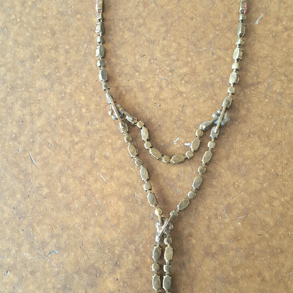 Lariat Marquis Cut Red/Pink Swarovski Necklace - Picture 5 of 5